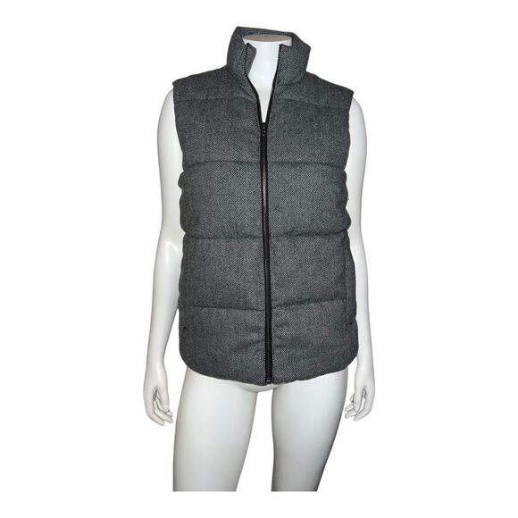 Old Navy Womens Herringbone Puffer Vest Black Gray Extra Small NWOT - Picture 1 of 6